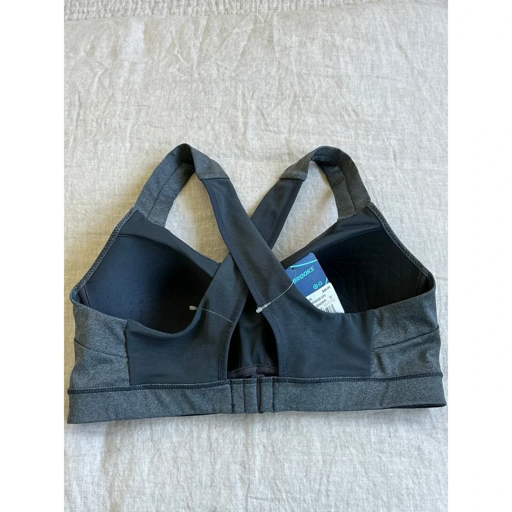 Brooks UpLift Crossback Sports Bra Heather Asphalt Grey Womens C/D Cup, Large